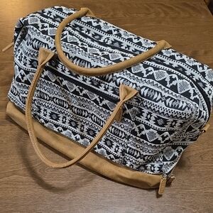 My‎ Mealivos Large Travel Bag Black and White Patterned Tote Bag Vegan Leather